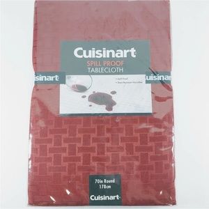 NEW Cuisinart Spill Proof Tablecloth 70" Round Burgundy Sateen Stain Resistant
